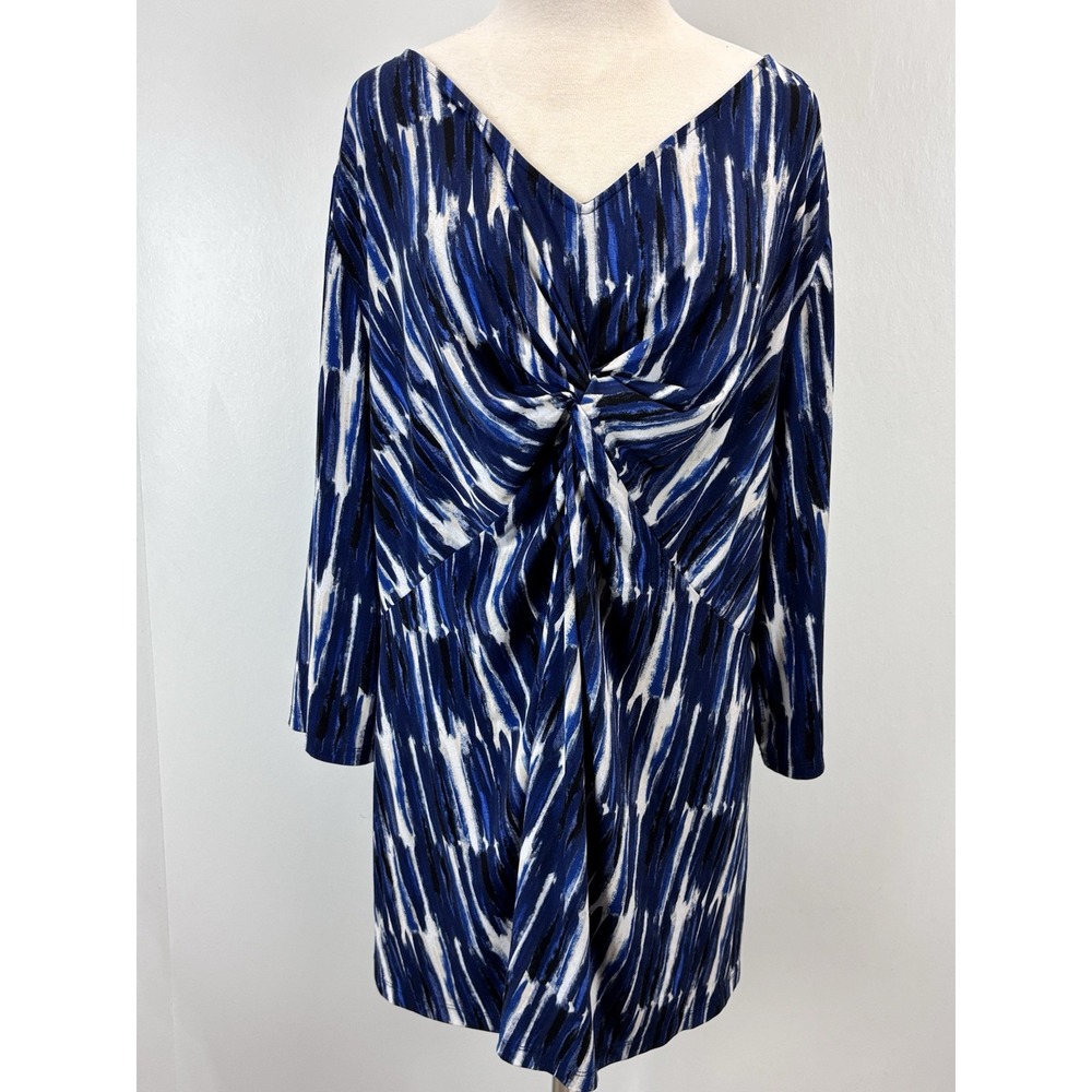 Catherine's Tunic Top Shirt Sz 4X Plus Women's Blue 3/4 Sleeve Stretch